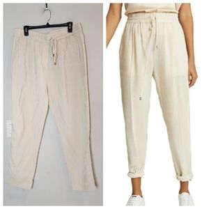 Reiss Corduroy Pull On Cream Trouser Pants. Women's size 12. Pockets